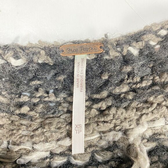 Free People Chunky Knit Oversized Sweater Sz XS Brown Beige Slouchy Boho Top - Picture 8 of 12